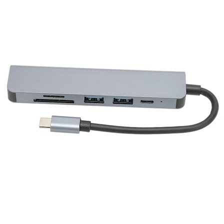 6 i 1 USB C-hubb med PD-laddning, snabb dataöverföring, Ethernet-adapter för hemmakontor och resor