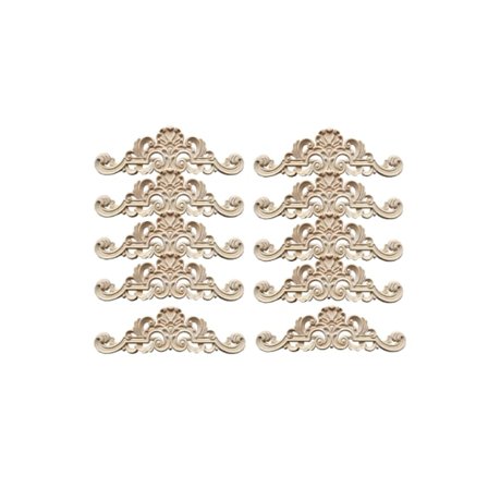 10 stycken träprydnader, träprydnader för möbler vintage, dekorativt snideri trä, för väggar, möbler, garderober, fönster