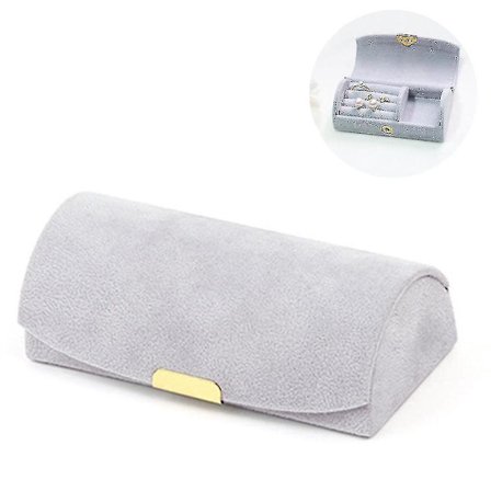 Kuppelformet smykkeskrin i perlevenyl, reisevennlig, bærbar smykkeskrin