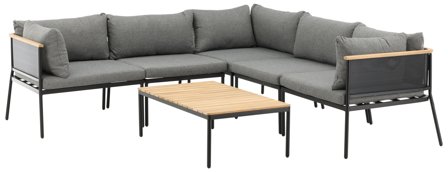 Venture Home Nettan 1501-408 Loungeset soffa, bord, svart/grått/natur, Utemöbler