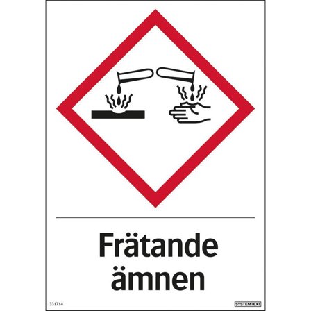 SYSTEMTEXT Skylt Frätande ämnen 210x297mm - Lyreco - Skyddsutrustning - Säkerhetsmärkning och skyltar - Skyltar