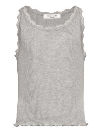 Silk Top W/ Lace T-shirts Sleeveless Grå Rosemunde Kids*Betinget Tilbud