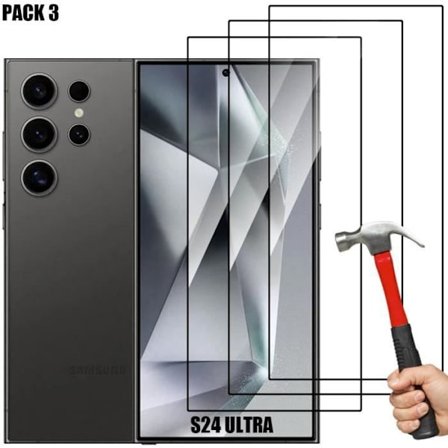 3 helhärdade glasögon för Samsung Galaxy S24 Ultra, ultratunt skyddsglas