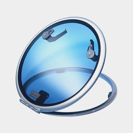 Escotilla de cubierta Lewmar Low Profile 22 Round, con bisagra de fricción, redonda, 170°, Ø518 mm (medida de corte), Ø588 mm (medida exterior), plata