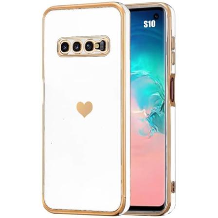 Etui til Samsung Galaxy S10 Hjertemønster Anti-ridse Blød TPU Luksus - Hvid Vit