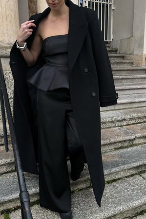 NA-KD Satin-Hose mit elastischem Bund und mittlerer Leibhöhe - Silvester Hose - Schwarz - EU 36