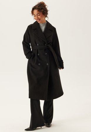 VERO MODA - Vmfortunevega Long Trenchcoat - Black - Kläder - - Bubbleroom