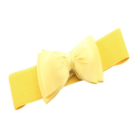 Bredt elastisk belte Sløyfe chiffon linning GUL