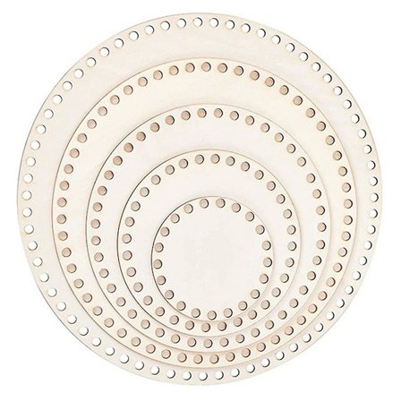 5 Storlekar Träkorgbotten, Rund Cirkel Tom Virkad Korg Träbotten för DIY Korg, (3.9/5.9/7.9/9.9/11.9 Tum)