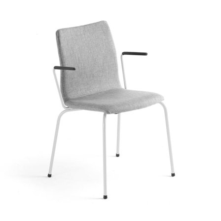 Conference chair OTTAWA, armrests, silver grey fabric, white