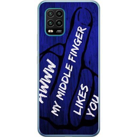 Kompatibelt Mobildeksel til Xiaomi Mi 10 Lite 5G Mørk typografisk illustrasjon med hjerteform og budskap om vennskap mot dyp blå tretekstur