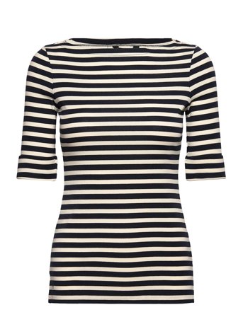 Lauren Ralph Lauren | Striped Stretch Cotton Boatneck Tee | M