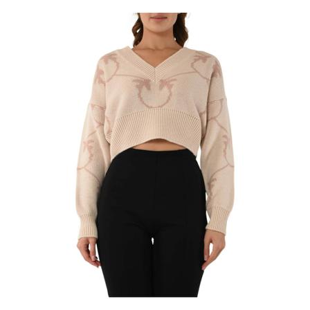 Pinko, V-neck Knitwear Roze, Dames, Maat:S,alpaca