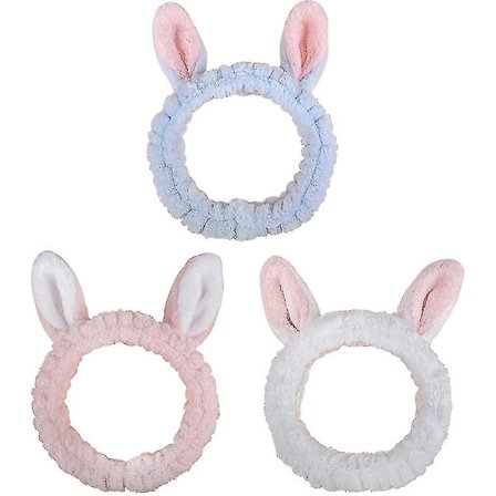 3 stk. Hårbånd Makeup Spa Kanin Hårbånd Blødt Elastisk Hårbånd Til Kvinder Piger Vask