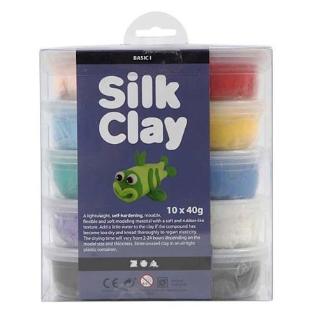 Kreativ leksak - SILK CLAY - Set med 10 modelllera - Mjuk och lätt - Diverse färger