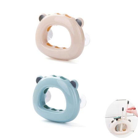 2-delt tannbørsteholder med sugekopp, veggmontert