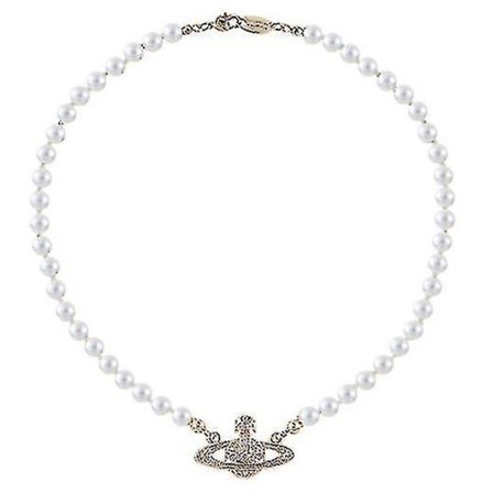 Pärlhalsband Saturn Kristall Rhinestone Halsband Imitation Pärla Choker