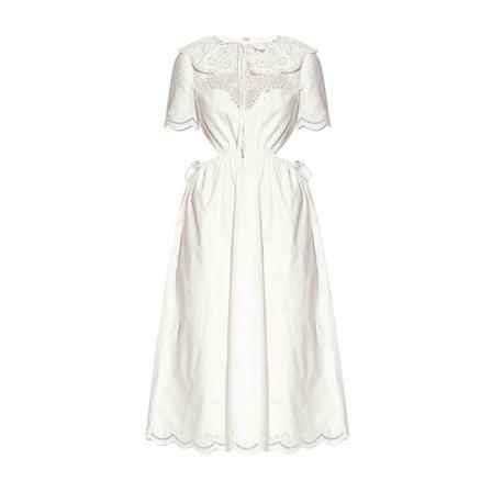 Self Portrait, Openwork cotton dress Wit, Dames, Maat:L,Katoen