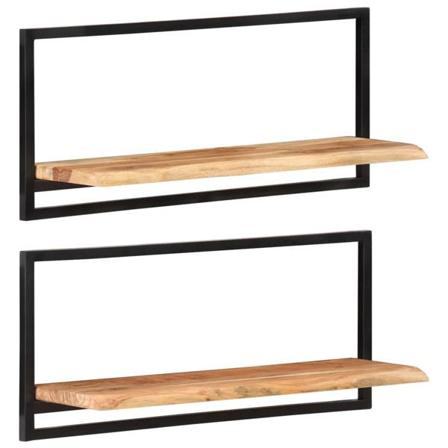 Vidaxl Vägghyllor 2 St 80x25x35 Cm Massivt Akaciaträ Och Stål Brun