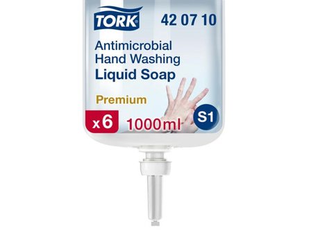 Tork Handtvål S1 Antimikrobiell Flytande 1l - Lyreco - Städ och hygien - Tvål och hygien - Hygiensystem - Tork