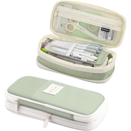 ING Pennfodral med stor kapacitet - Canvasestetik - Tvättbart - Grön - 22*11*6,5 cm