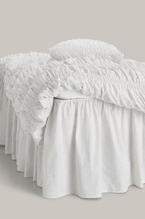 Staycation - Sängkappa Loosed i bomullspercale 52 cm - Vit - Sängkappor - 140X200 - Från Homeroom