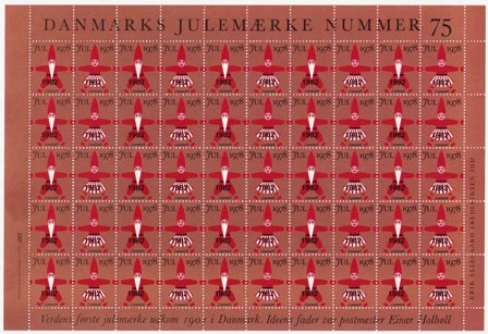 Danmark - Julemærkeark 1982/1978 - Utakket på den venstre side - Ubrugt eller foldet