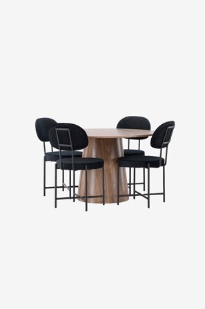 Venture Home - Spisegruppe Lanzo med 4 stole Stella - Brun - Spisebordssæt 4 personer - Fra Homeroom