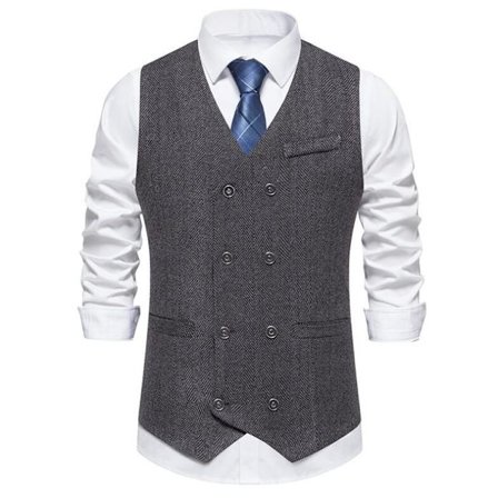 Herre Slim Fit Dobbeltknappet Dressvest
