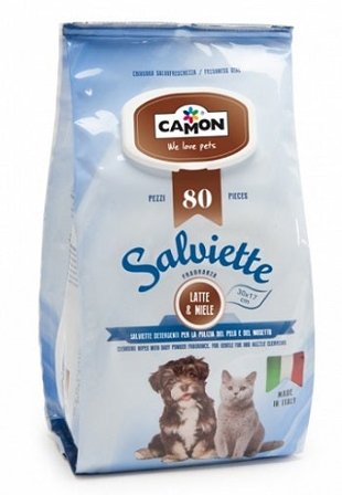 Camon Salviette Detergenti Per Cani E Gatti Latte E Miele 80