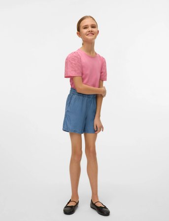 Vero Moda Girl Vmpanna Puff Ss Top Jrs Girl - Pink - 134/140