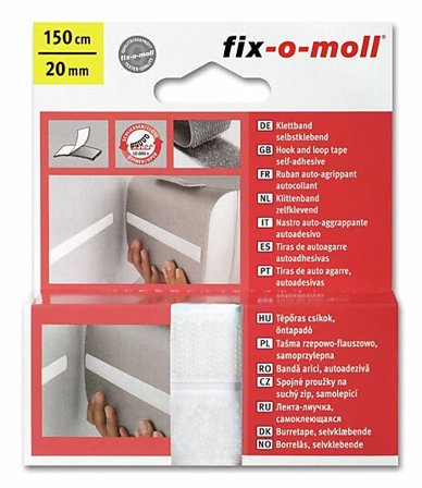 FIX-O-MOLL Borrelås selvklebende hvit 150cm