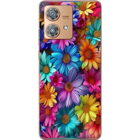 Yhteensopiva Puhelinkuori Motorola Edge 40 Neo Gerbera Blommor Färgglad Dekor Blommotiv Populärt Design