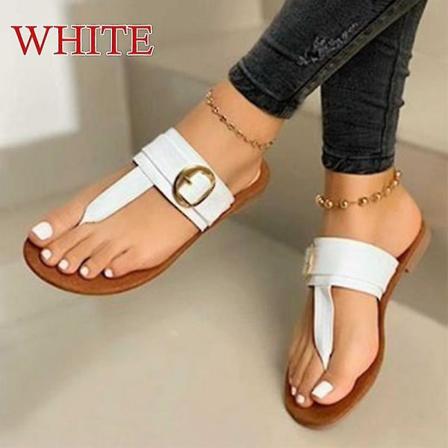 Kvinnesandaler 2023 Sommer Utendørs Strand Flip-flop Sandaler Solid Fashion Gladiator Sandaler Kvinner Flats Casual Damesko.37.M223402I