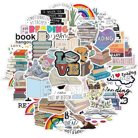 Elsker at læse Klistermærke Pakke - 50 stk. Vandtætte Bog Klistermærker