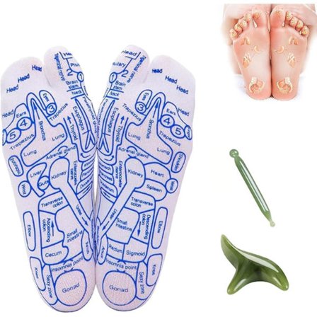 Saludea Reflexology Socks Set, Zen Reflex Socks, Reflexology Socks med Trigger Point Massage Tool, Beginner Acupoint Massage Tools för Fot(1par)