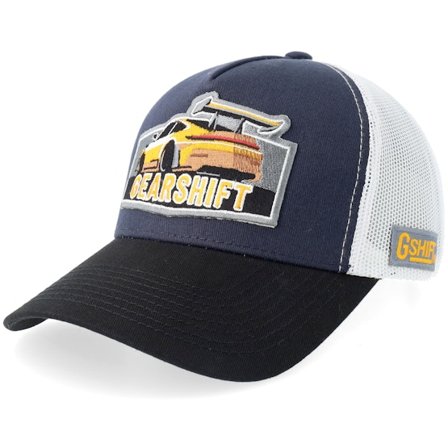Gearshift - Blauw trucker Cap - Gshift Super Dream Car Navy/White/Black A-Frame Trucker @ Hatstore