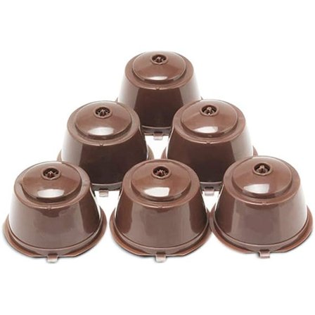 6 Påfyllningsbara Kaffe Kapslar Återanvändbara Kaffe Filter Kompatibel med Bryggare Kaffe Sked, Borste (kaffe)