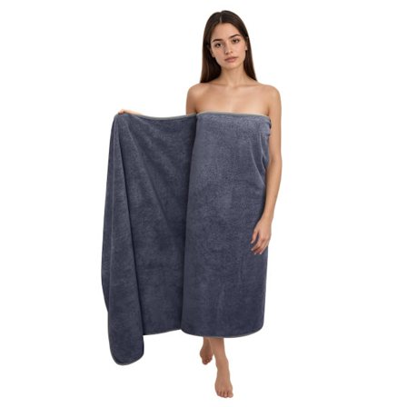 Jumbo Luxury -pyyhe 100 x 200 cm - Rengaskehrättyä puuvillamikrokuitua, suuri, pehmeä ja nopeasti kuivuva saunapyyhe - koteihin, hotelleihin ja 