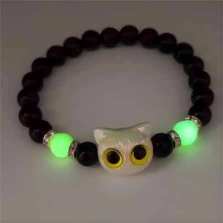 Söpö Big Eye Cat Luminous Armband Naisille Sarjakuvaeläin Lähes Helmi Käsi Ketju Pari Rannerengas Korut Lahja style 04