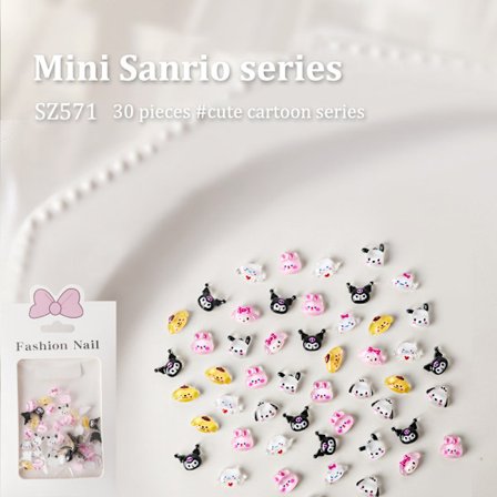 30 kpl / set 3D Sanrio Kawaii sarjakuva kynsikorujen koristelu