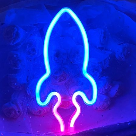Raketlys LED Neon Raket USB eller Batteridrevet Neonlys Soveværelse Børnelegeplads Neon Festlokale Juledekoration