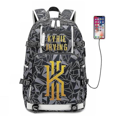 NBA Kyrie Irving Multifunksjonell USB-ryggsekk Lysende Fluorescerende Ryggsekk - Grå Gray