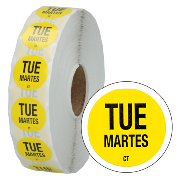 ETIKETT TUESDAY YELLOW DOT