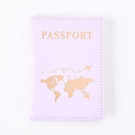 1 stk Pascover til Kvinder Mænd PU Læder Mode Rejse Pas Holder Case ID Navn Forretningskort Beskytter Pose Light Purple