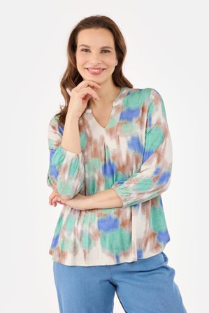 SIGNATURE - 3/4 Ærmet T-shirt - Grøn / Blå mix - Mønstret