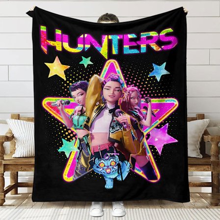 K-pop Tjejgrupp Witch Hunters Tryckt Filt, Flanellfilt, Mjuk och Bekväm Filt