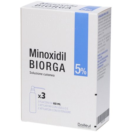 Minoxidil Biorga 5% Soluzione Cutanea 3x60ml