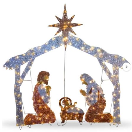 LED-valot Lyhtylamppu Jouluseimi Taottu Rauta Koriste Jeesus Nurmikko Ulko Piha Koristeet