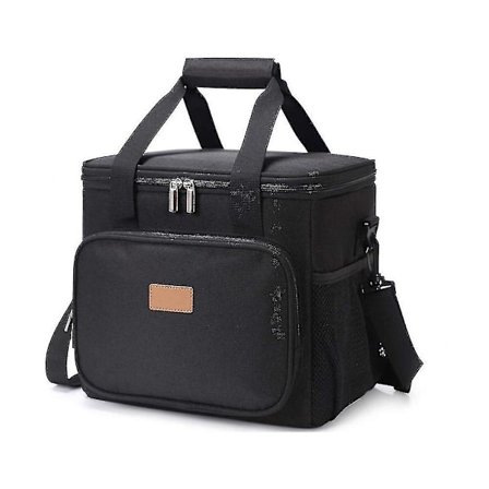 Stor Lunchväska 26l Isolerad Lunchlåda Mjuk Kylväska (svart)